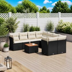 Specifications for 9-Piece Black Poly Rattan Sofa Set