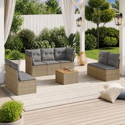 8-Piece Modular Sofa Set: Beige PE Rattan & Wood Table