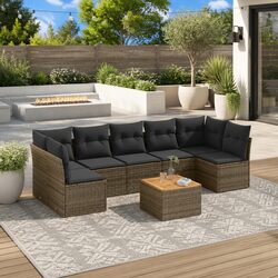 8 Piece Grey Poly Rattan Sofa Set Specifications