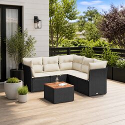 Specifications of 6-Piece Black Garden Sofa Set - Modular Design