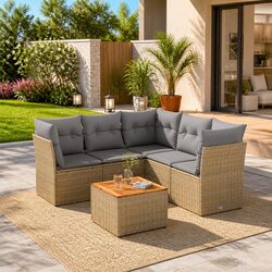 Specifications of 6-Piece Beige Garden Sofa Set with Storage