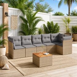Specifications of a Beige 7-Piece Outdoor Sofa Set