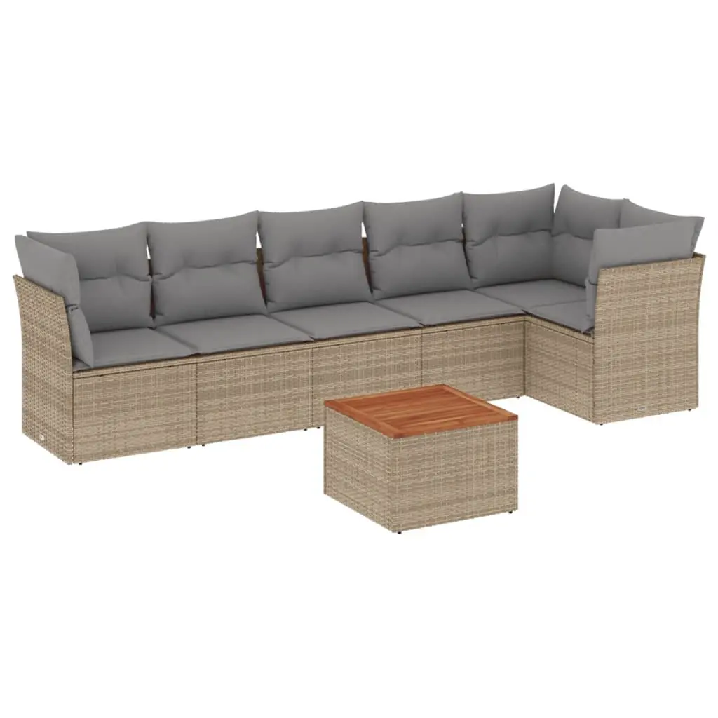 Beige 7-Piece Outdoor Sofa Set