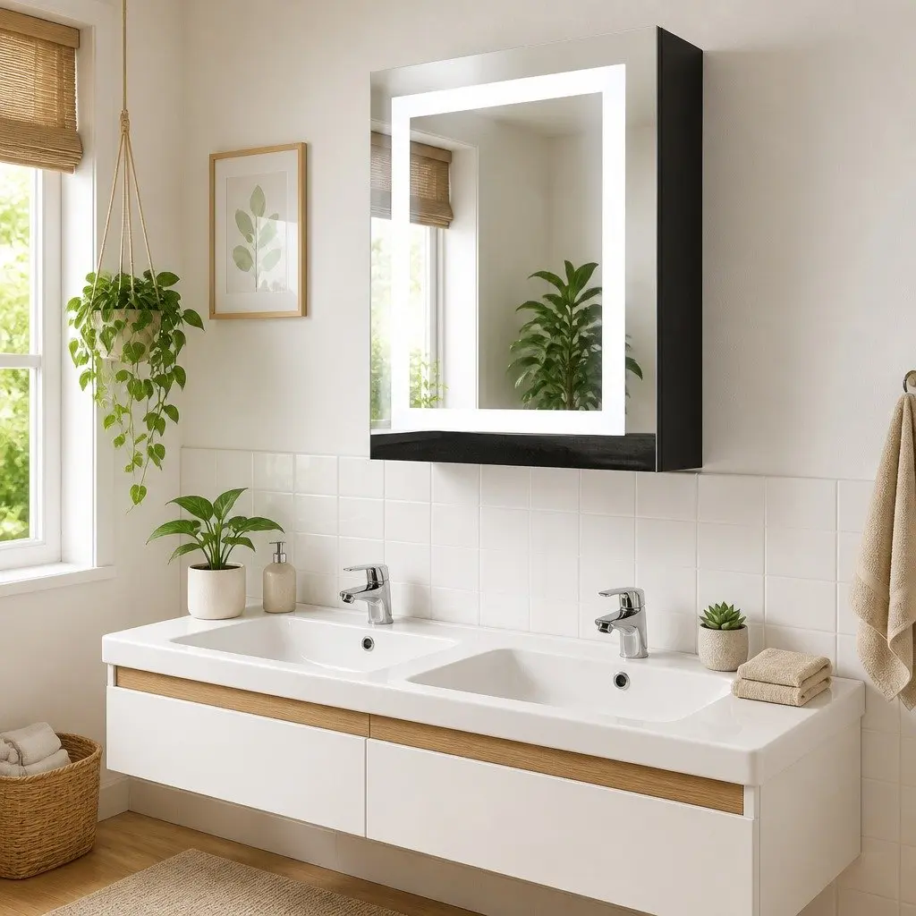 Bathroom Vanity Mirror Cabinet for Bathroom with LED Light Anthracite 50x13x70cm