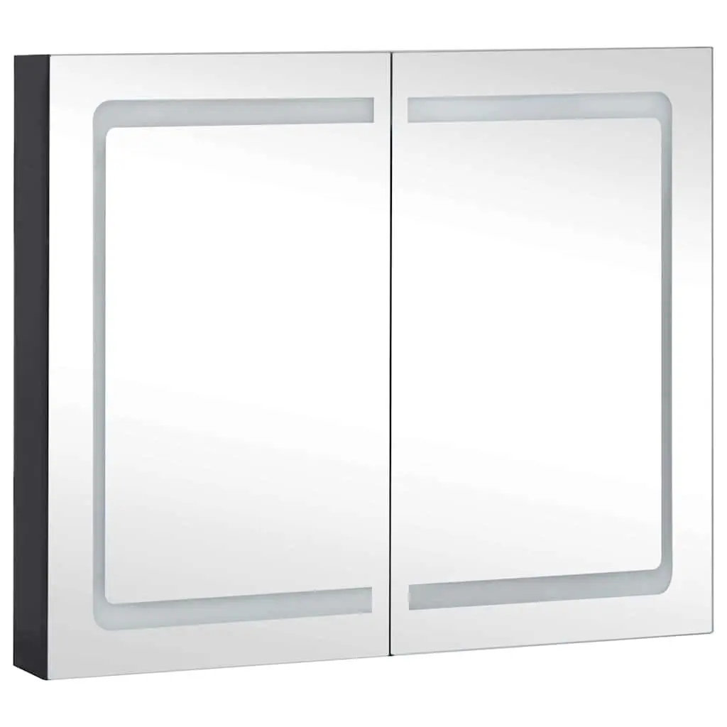 Bathroom Storage Cabinet with LED Mirror for Home Use Anthracite 80x12.2x68cm