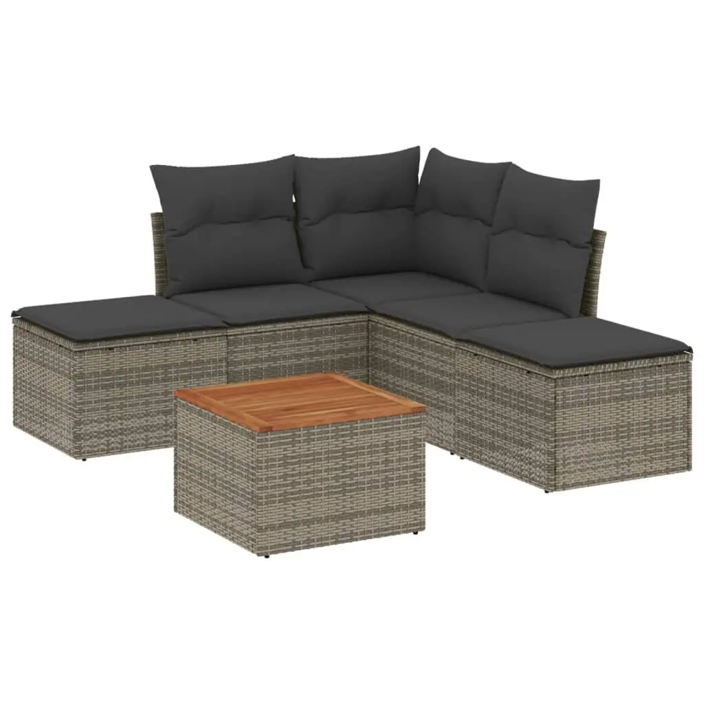 Garden Sofa Set Outdoor Furniture Grey 6 Piece Patio Seating