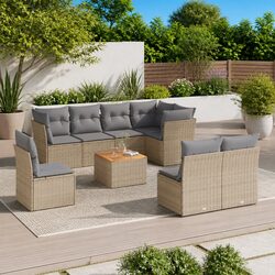 Specifications of 9-Piece Beige Garden Sofa Set