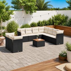 11 Piece Garden Sofa Set - PE Rattan & Acacia Wood