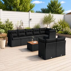 9 Piece Modular Garden Sofa Set - Black Rattan Details