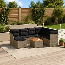 Garden Sofa Set 8 Piece Outdoor Furniture Grey Poly Rattan Modular Patio Lounge