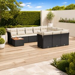 Specifications for 11-Piece Black Poly Rattan Sofa Set
