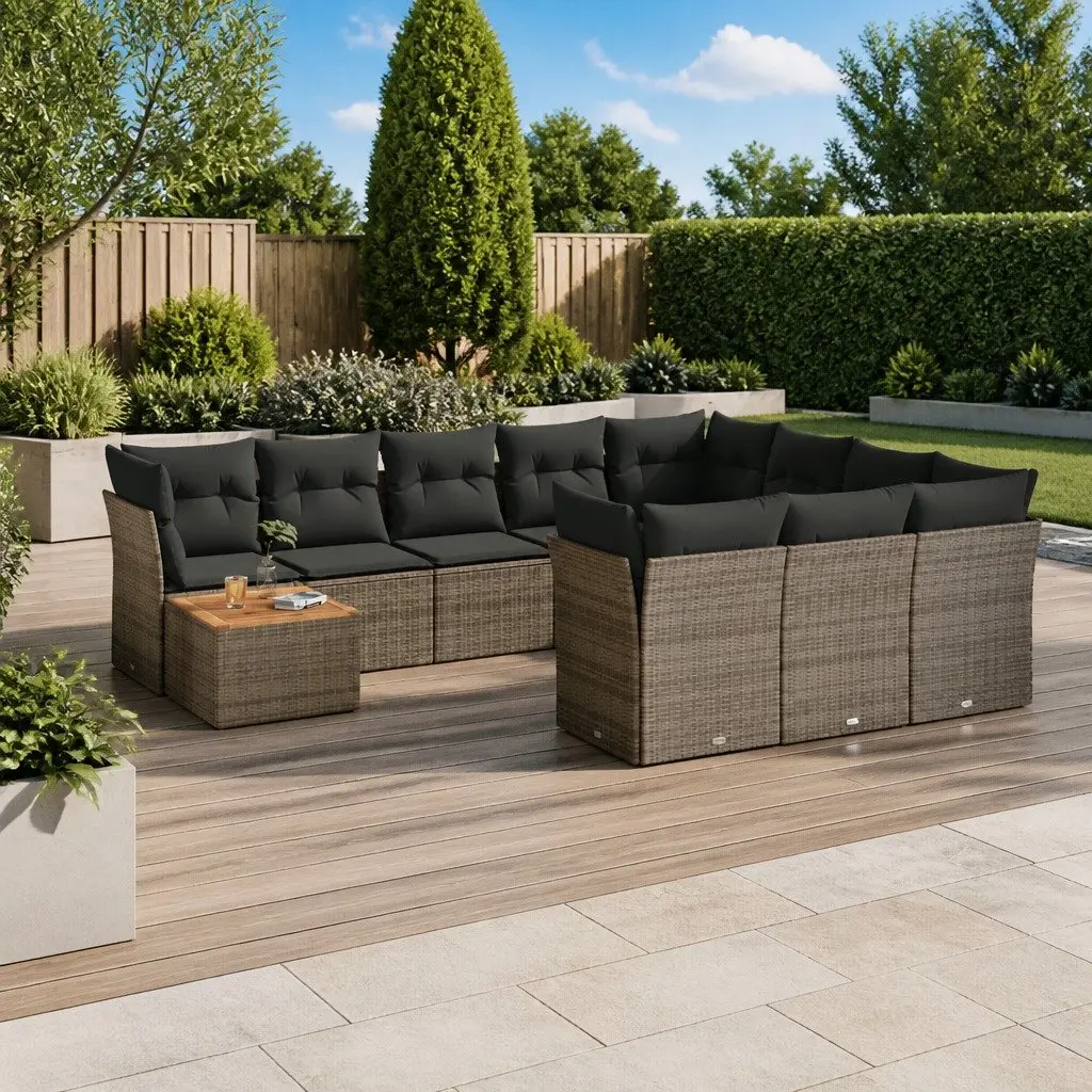 11-Piece Grey Outdoor Sofa Set