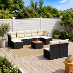 Specifications of the 10-Piece Black Garden Sofa Set