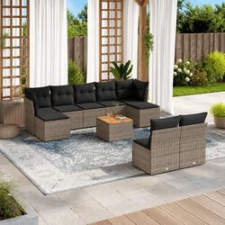 10 Piece Modular Garden Sofa Set - Grey with Footstool