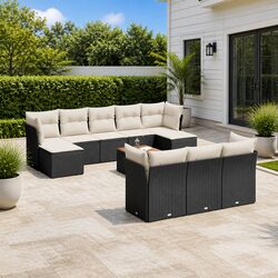 Specifications of 11-Piece Outdoor Sofa Set in Black Rattan