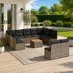 Garden Sofa Set Specifications: 12 Pieces, Grey, Modular Design