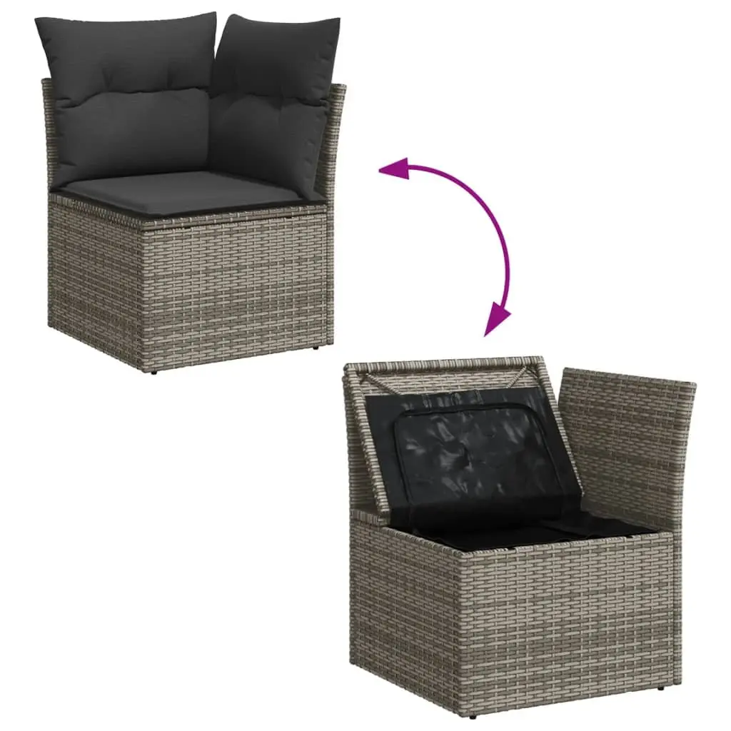 Garden Sofa Set 12 Piece Outdoor Furniture Grey Poly Rattan Patio Sectional