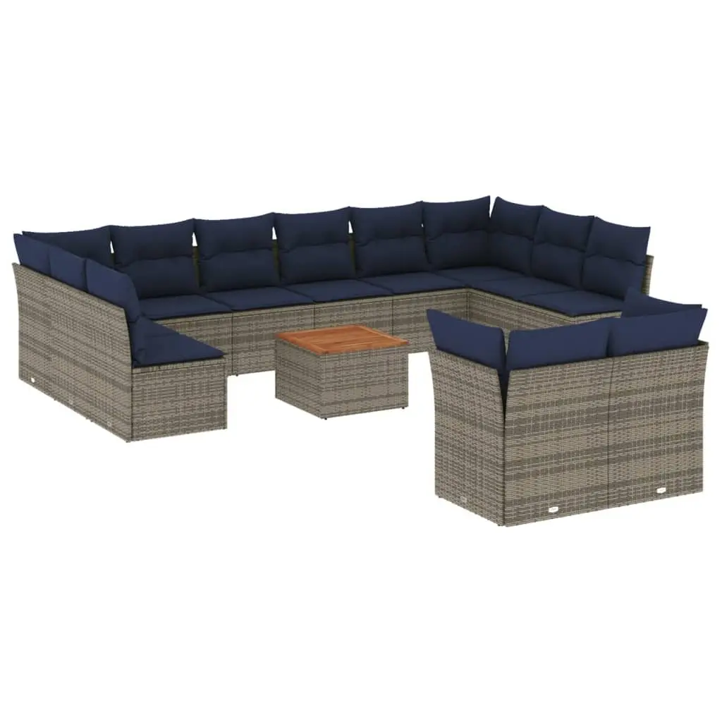 Garden Sofa Set Outdoor Furniture 13 Piece Grey Poly Rattan Patio Seating