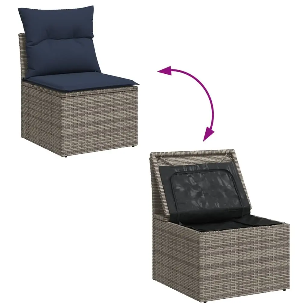 Garden Sofa Set Outdoor Furniture 13 Piece Grey Poly Rattan Patio Seating