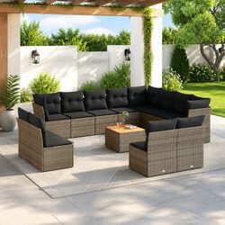 Garden Sofa Set 13 Piece Outdoor Furniture Grey Poly Rattan Patio Lounge Modular