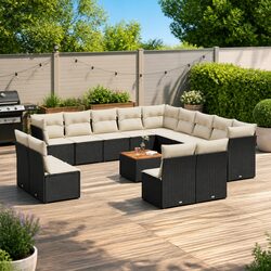 Specifications for 14-Piece Black Poly Rattan Sofa Set
