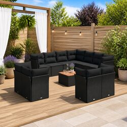 12 Piece Black Garden Sofa Set: Specs and Features