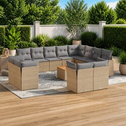 Specifications of 13-Piece Outdoor Sofa Set with Beige Cushions