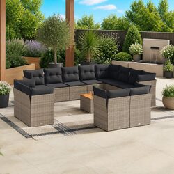 Garden Sofa Set 13 Piece Outdoor Furniture Grey Poly Rattan Patio Lounge Seats