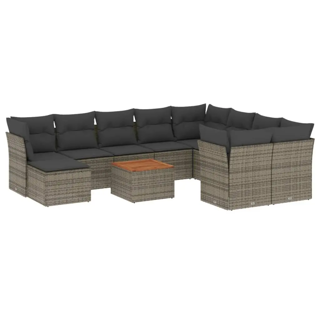 Grey Modular Outdoor Garden Sofa Set 11 Piece with Storage for Patio and Backyard