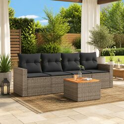 Detailed Specifications of 5-Piece Grey Rattan Sofa Set