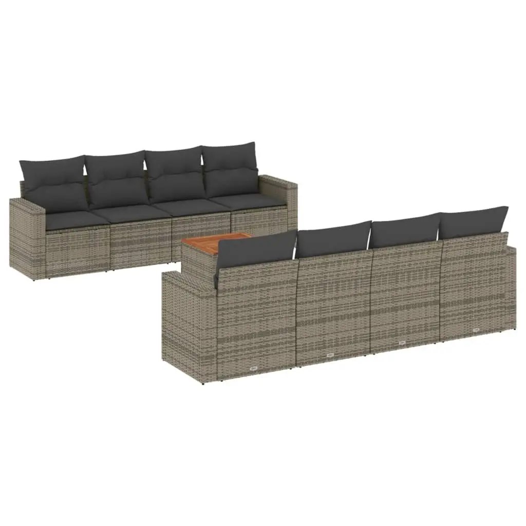Garden Sofa Set 9 Piece Outdoor Furniture Grey Poly Rattan Modular Patio Lounge
