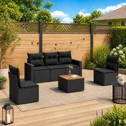 Specifications of 6 Piece Black Garden Sofa Set