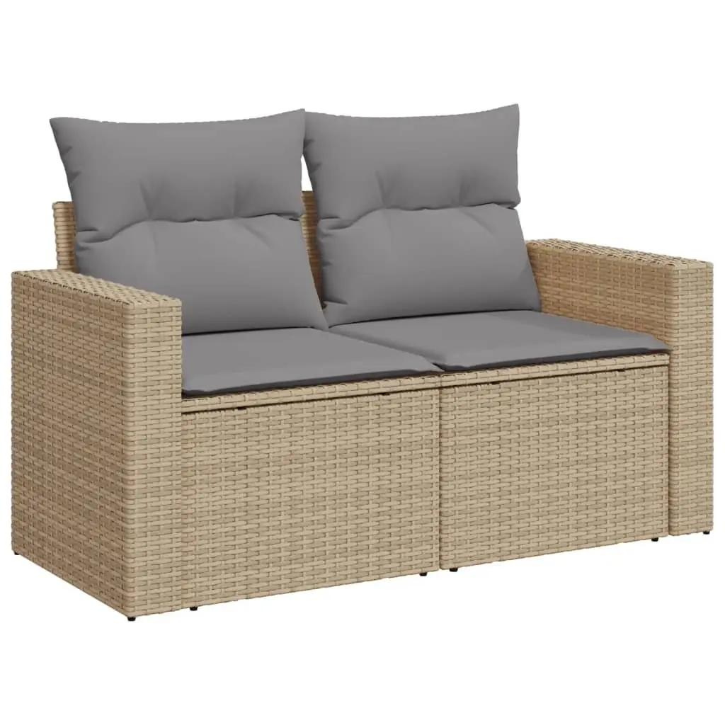 Garden Sofa Set 8 Piece Outdoor Furniture Beige Poly Rattan Patio Lounge with