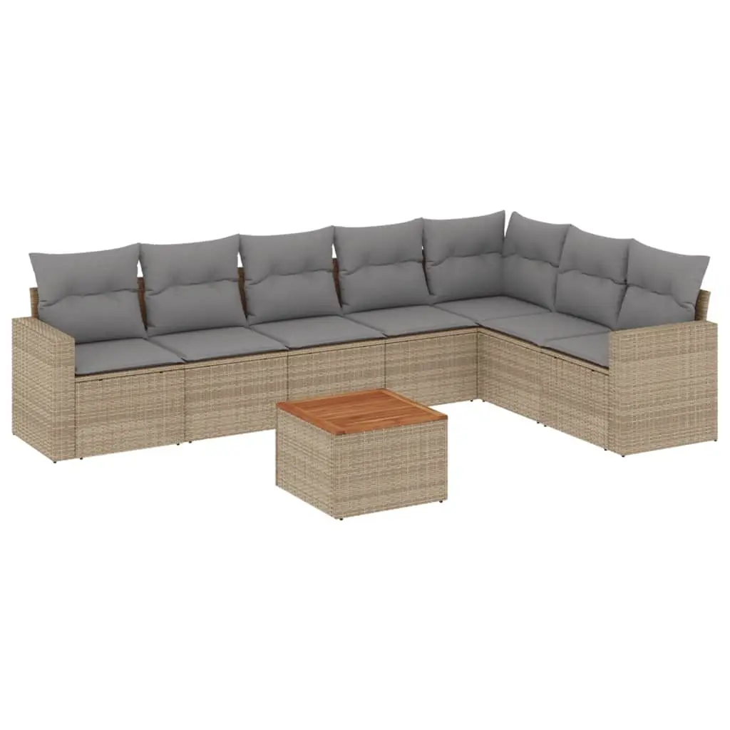 Garden Sofa Set 8 Piece Outdoor Furniture Patio Lounge Beige Poly Rattan