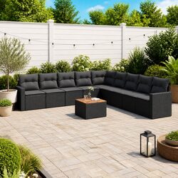 10-Piece Garden Sofa Set with Acacia Wood and Storage