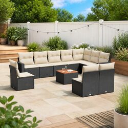 Specifications of 11-Piece Black Poly Rattan Outdoor Sofa Set