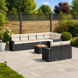Outdoor Sofa Set: 9-Piece Modular Design, Black Rattan