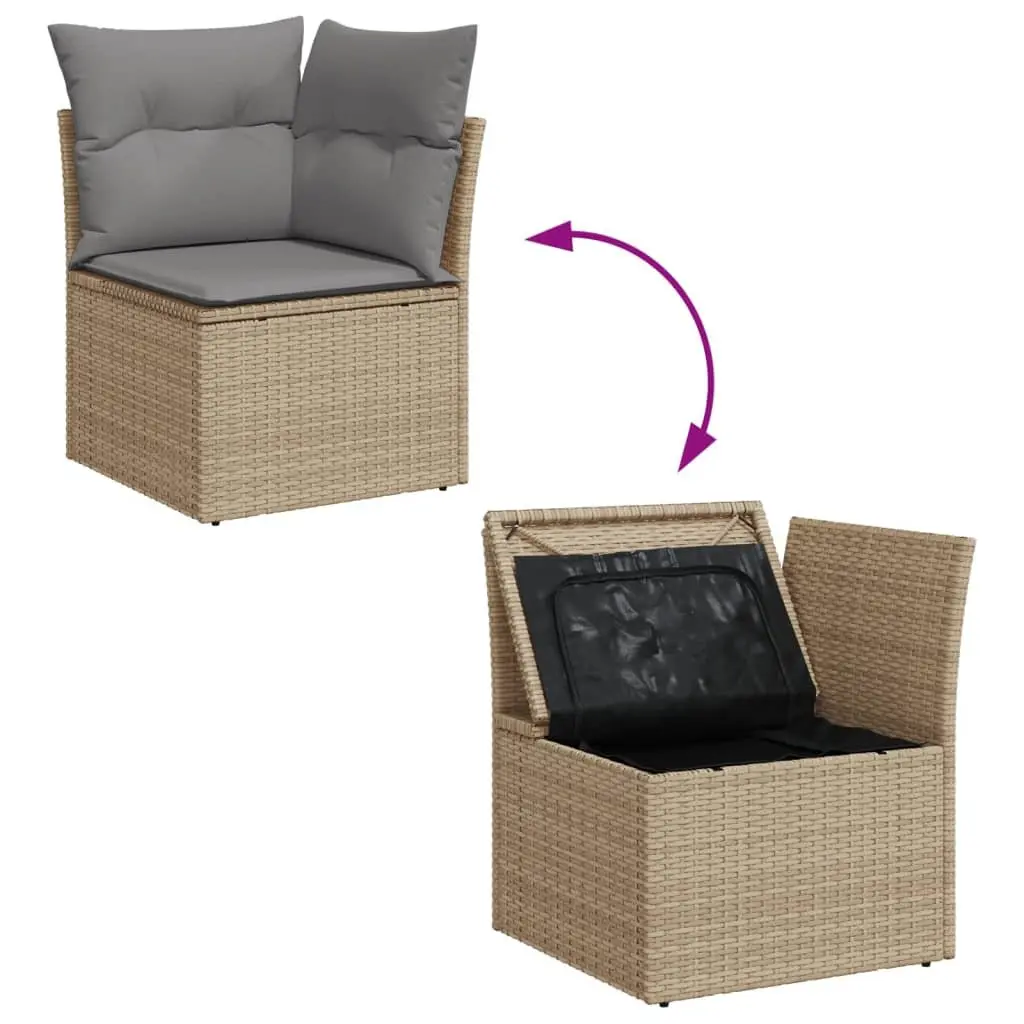 Garden Sofa Set Outdoor Furniture 9 Piece Beige Poly Rattan Patio Lounge