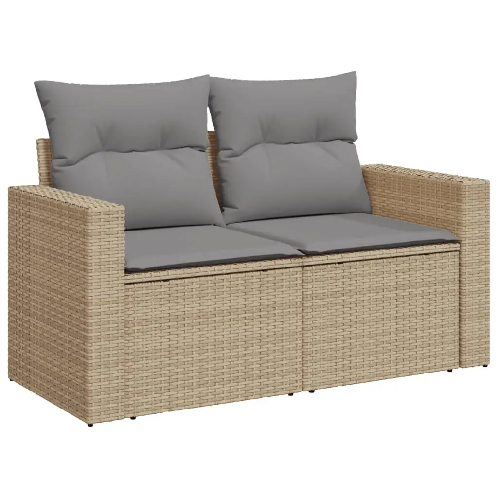 Garden Sofa Set Outdoor Furniture 9 Piece Beige Poly Rattan Patio Lounge