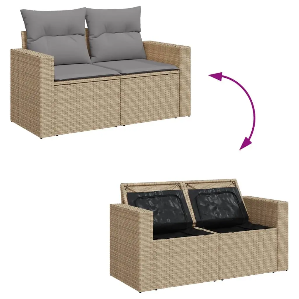 Garden Sofa Set Outdoor Furniture 9 Piece Beige Poly Rattan Patio Lounge