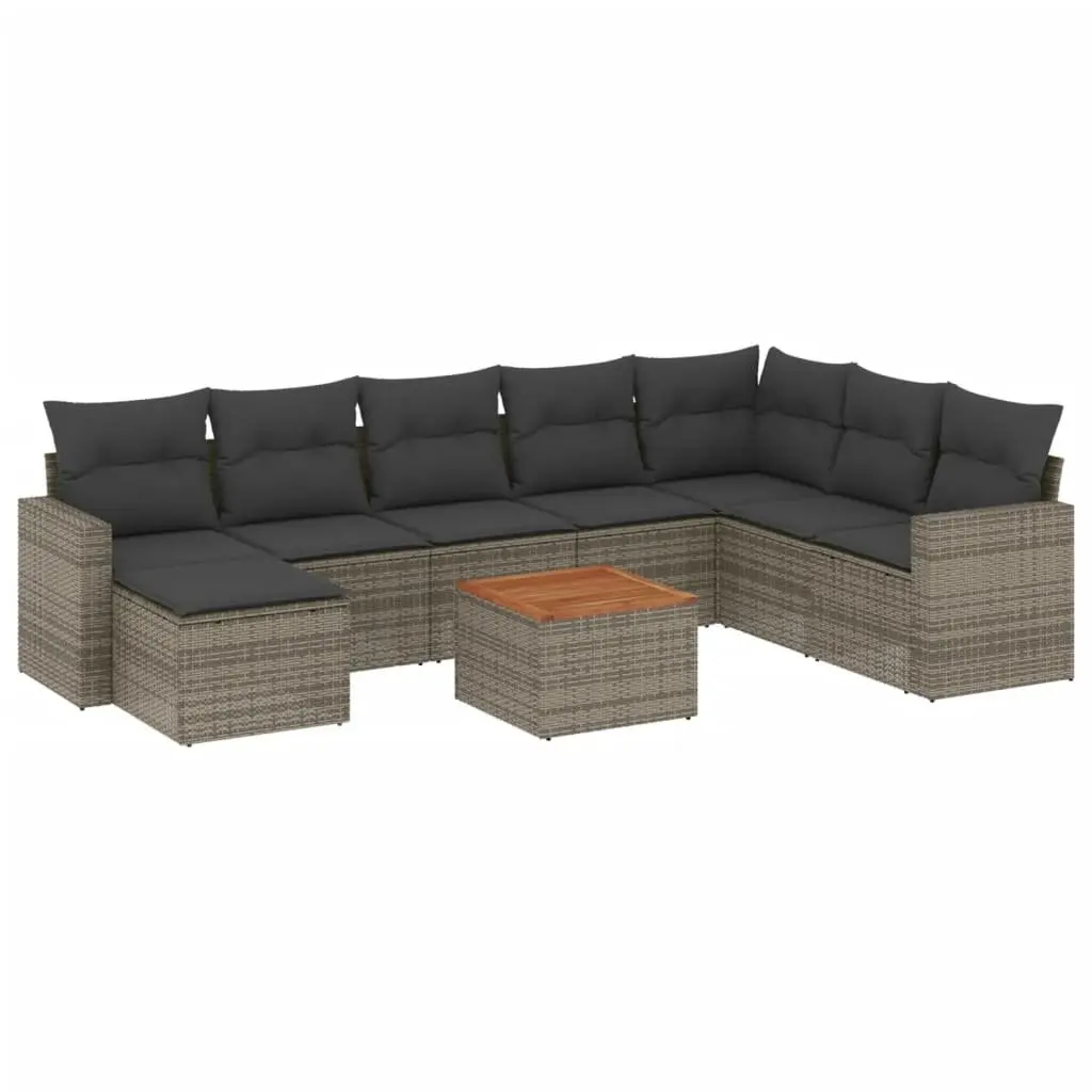 Garden Sofa Set Outdoor Furniture 9 Piece Grey Poly Rattan Modular Lounge Patio
