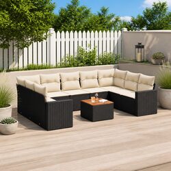 Specifications of Garden Sofa Set: 10 Pieces, Black Rattan