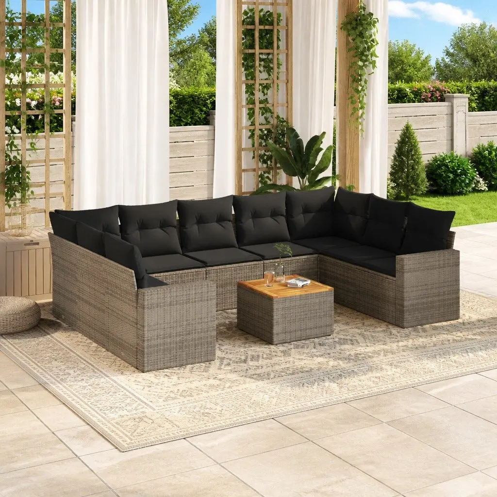 10 Piece Garden Sofa Set for Outdoor Patio Furniture Grey