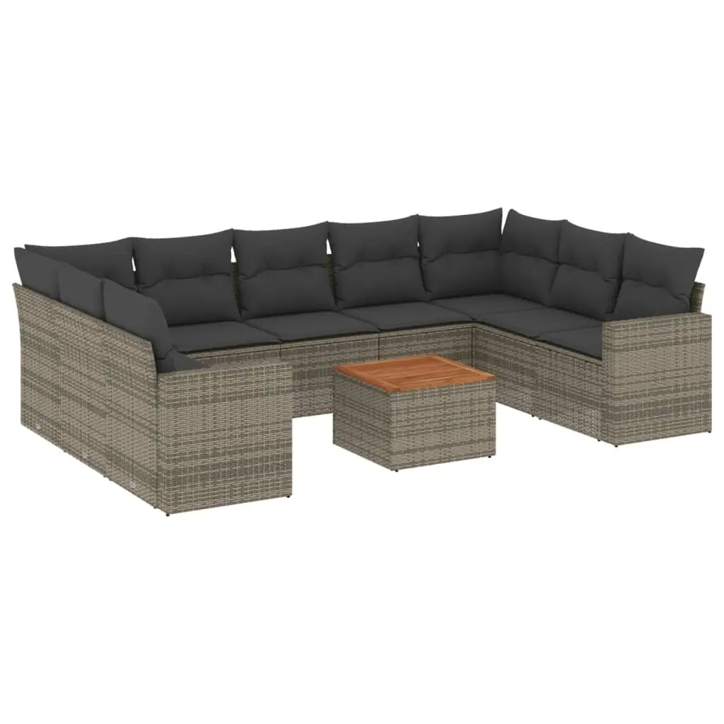 10 Piece Garden Sofa Set for Outdoor Patio Furniture Grey