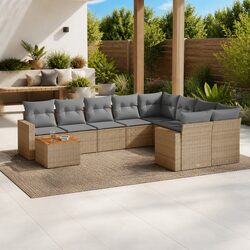 Specifications of 10-Piece Beige Outdoor Sofa Set