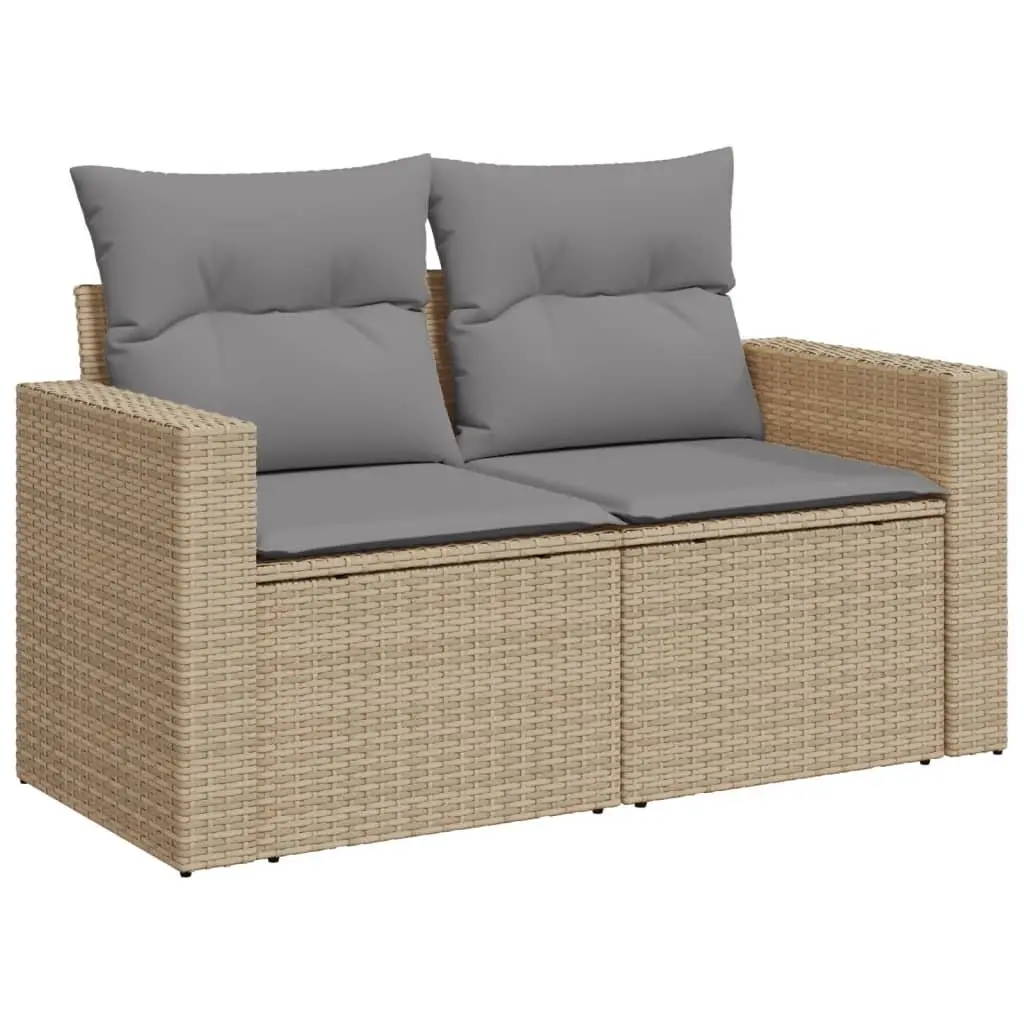 10-Piece Beige Outdoor Sofa Set