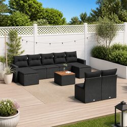 10 Piece Modular Garden Sofa Set with Acacia Wood Top