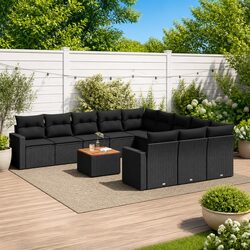 12 Piece Black Modular Garden Sofa Set - Specs Included