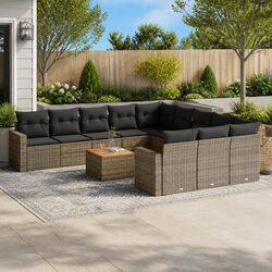 12-Piece Grey Garden Sofa Set: Dimensions and Features