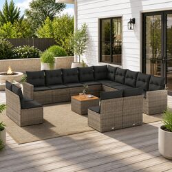 14 Piece Modular Garden Sofa Set in Grey - Complete Specs